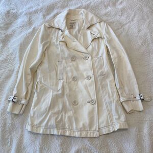 Vintage Y2K Gap size Medium White Cream Neutral Monochromatic Light Pea Coat